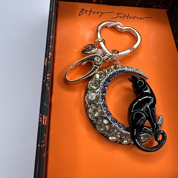 Betsey Johnson Cat Moon Bag Charm Keychain - Picture 6 of 7